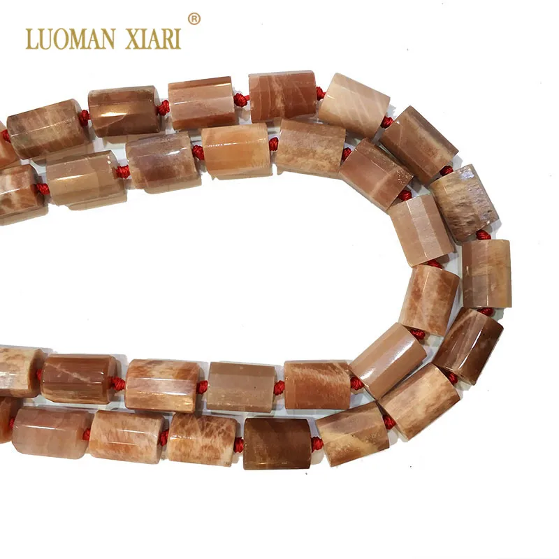 100% Natural Sunstone Cylindrical Shaped Facted Stone Beads For Jewelry Making DIY Bracelet Necklace Size 11*16 mm Strand 15&quot |