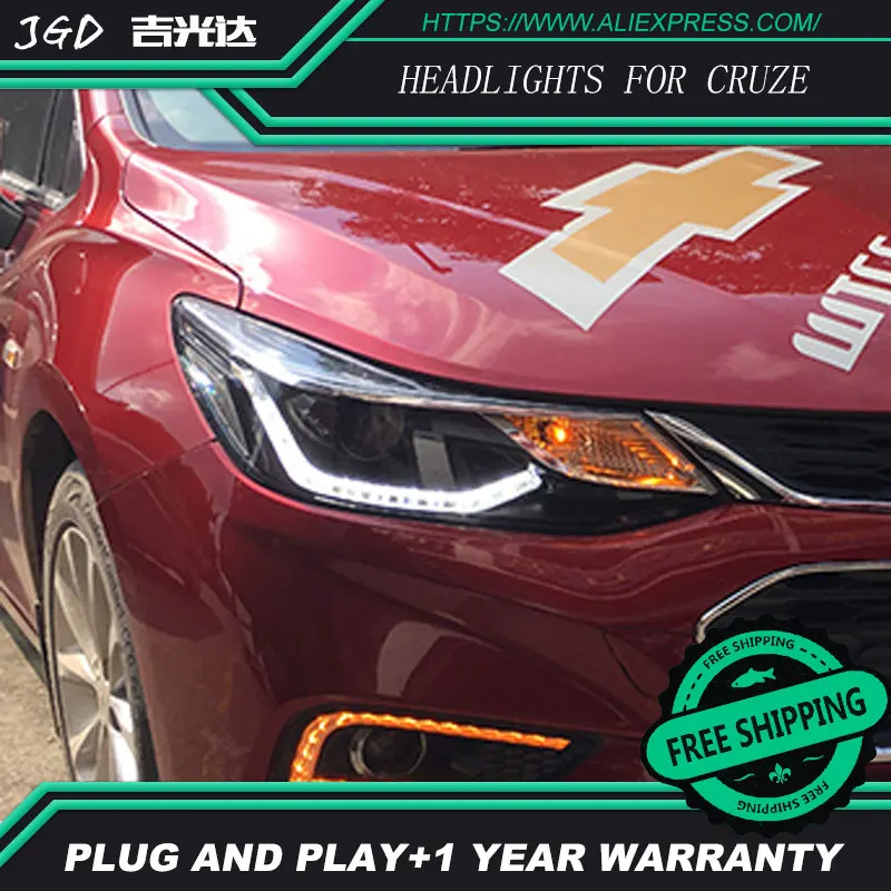 Автомобильный Стайлинг Головной фонарь для Chevrolet Cruze фары светодиодный фонарь двойной U светодиодный drl H7 hid Биксеноновые линзы ближнего света