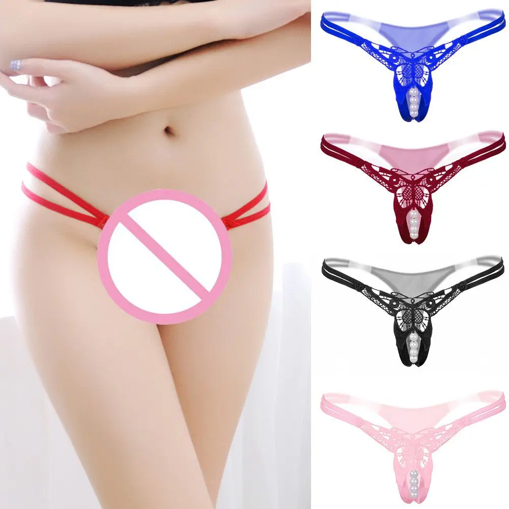 Стринги женские бесшовные с заниженной талией и жемчугом|Женские трусики| |