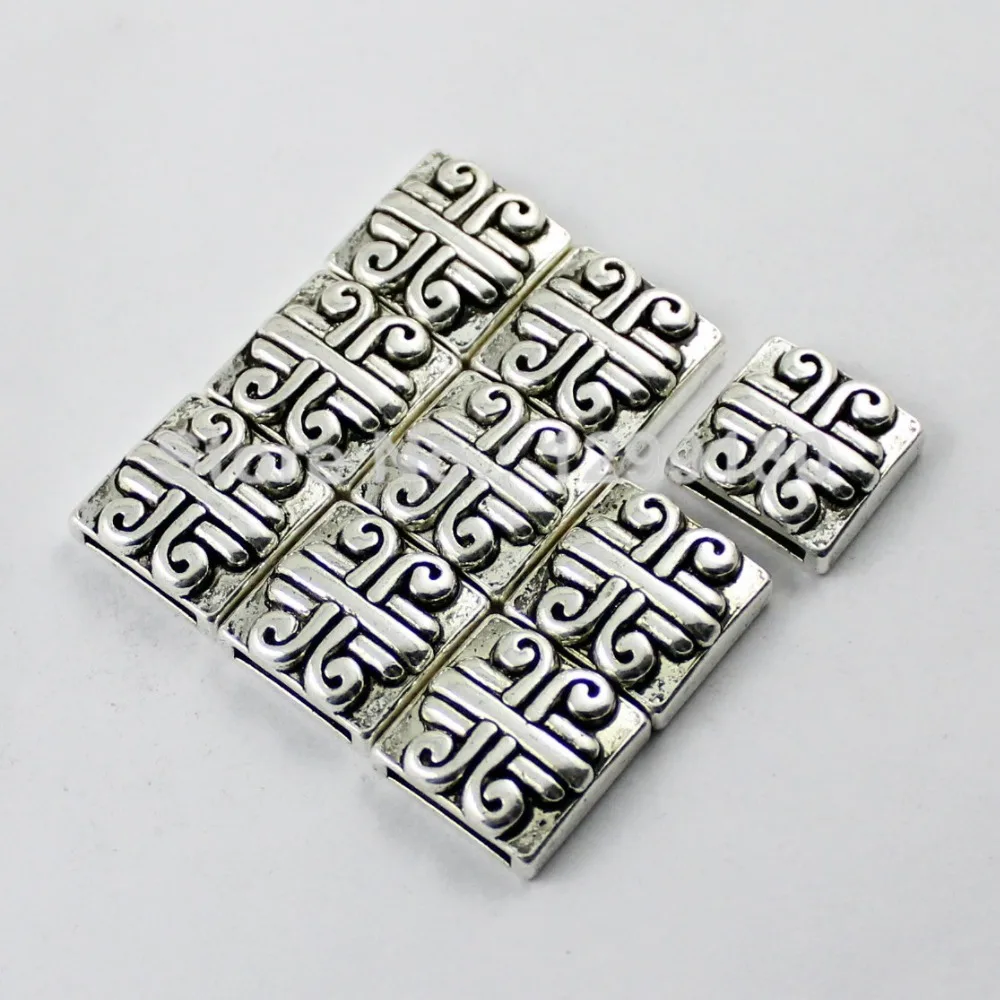 10pcs Fashion Knot Slider for Bracelet Necklace Watch Chain Beads DIY Making Accessories Square 18x18mm Hole:14x2mm K01897 | Украшения и