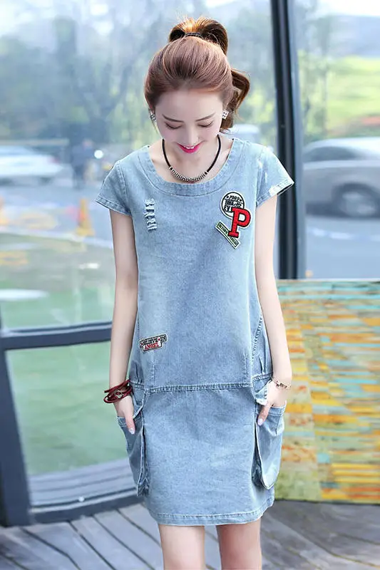 Платье женское винтажное с карманами для вечеринок большого размера 4XL A113|women denim