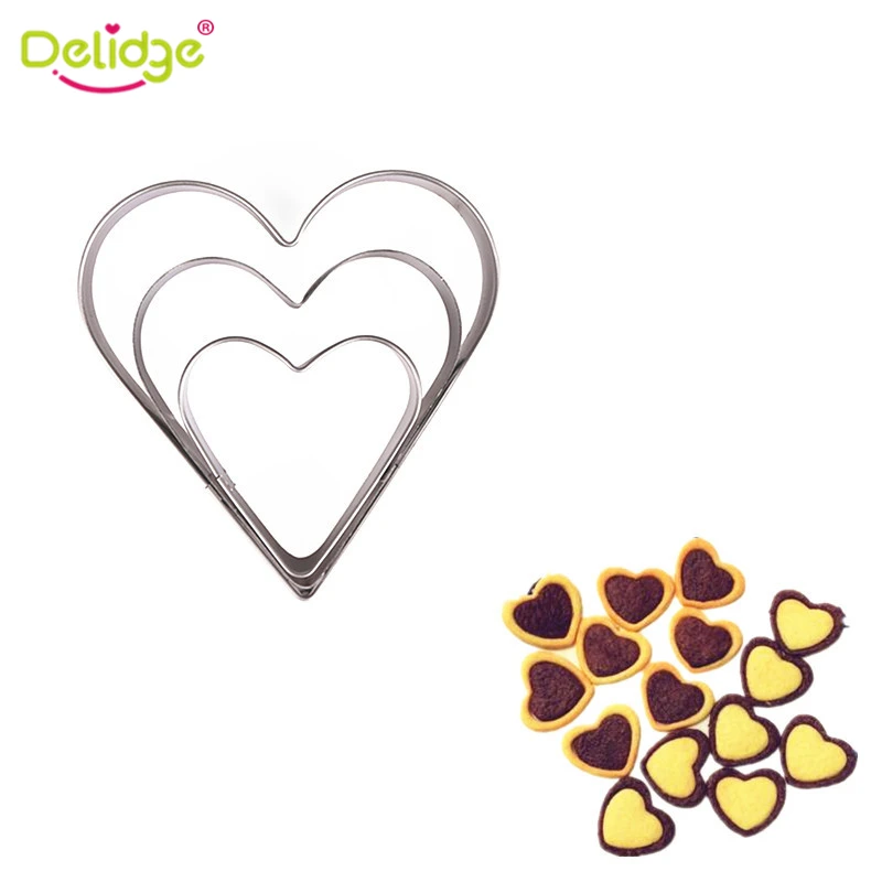 Delidge 3 pcs/set Cute Shape Cookie Molds Stainless Steel Star Heart Flower Round Cutter DIY Cake Egg Frying Mould | Дом и сад