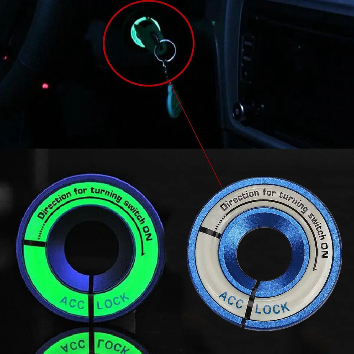 Авто кольцо для ключей накладка Ночной светильник переключатель автомобильное
