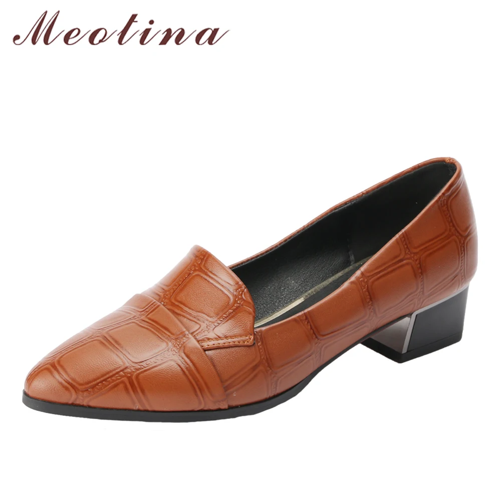 Женские туфли на среднем каблуке Meotina повседневные туфли-лодочки с острым носком