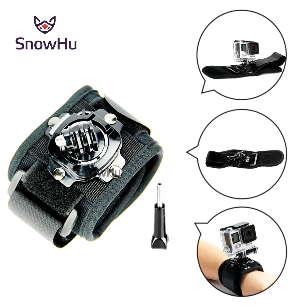 SnowHu для Gopro 360 градусов ремешок для крепления на запястье и винт для GO PRO Hero 8 7 6 5 4 3 2 для экшн-камеры SJ4000 GP128