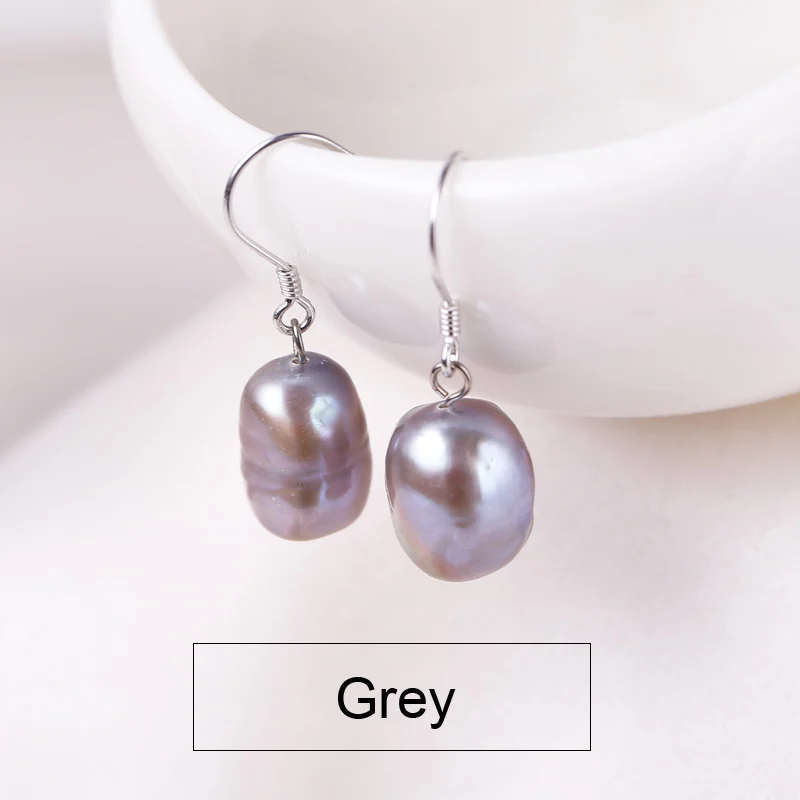 grey DAIMI 9-10 мм Серьги с барочным жемчугом 925 пробы Серебряный Французский крючок Висячие серьги висячие серьги - Цвет камня: grey