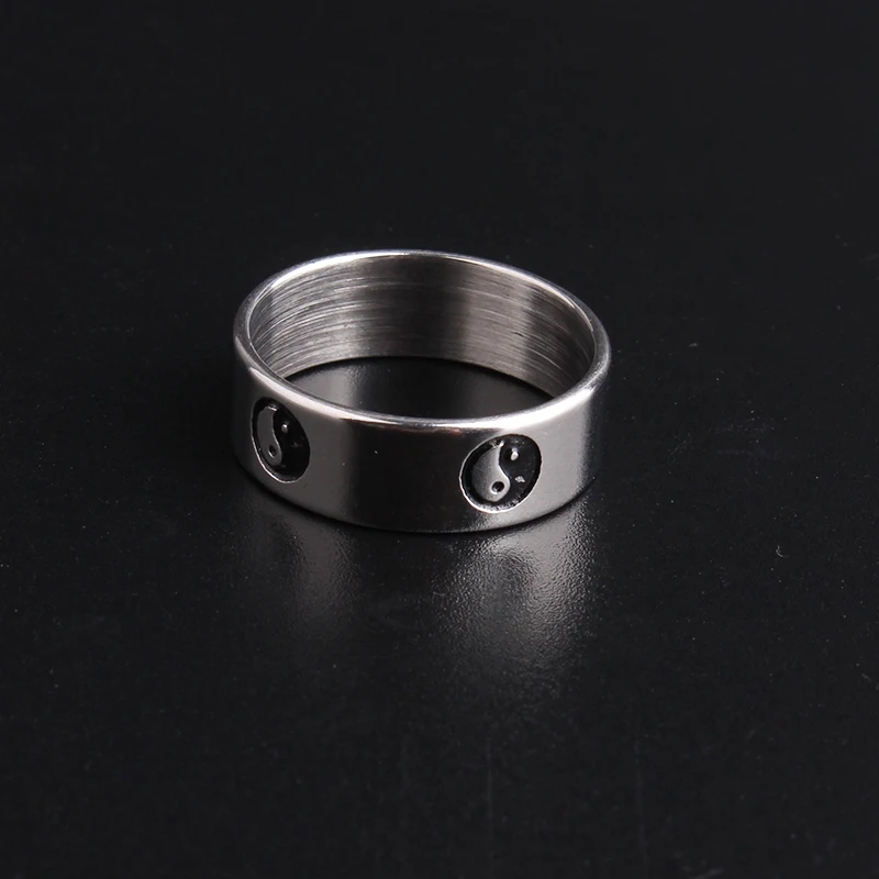 6 мм Серебряный цвет резьба Тай Чи 316L нержавеющая сталь свадебные кольца для