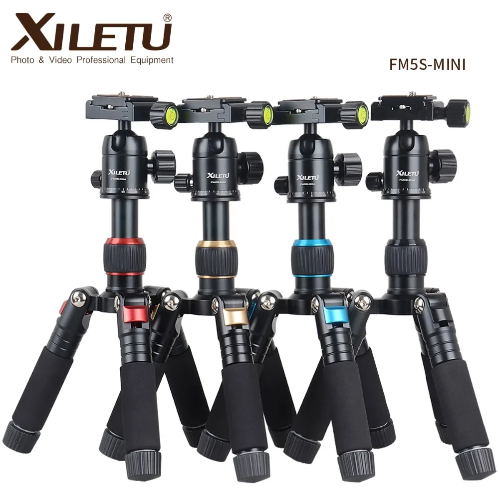 XILETU FM5S-MINI легкий алюминиевый штатив настольный мини туристический Стенд штатив с шаровой головкой 360 градусов для цифровой камеры