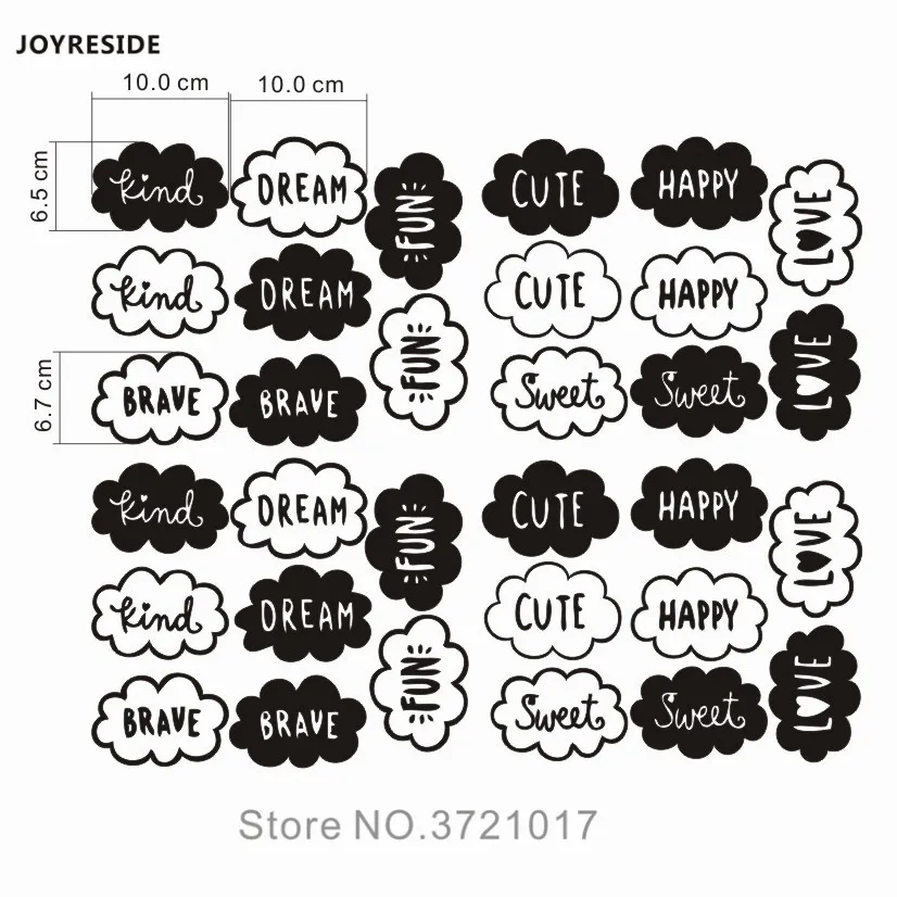 Joyestebe 32 шт./компл. милые облака и слова мечта Веселая любовь Наклейка на стену