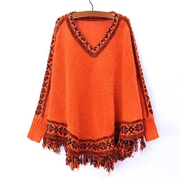 Женский свитер с бахромой Зимний пуловер рукавом летучая мышь 6 цветов |