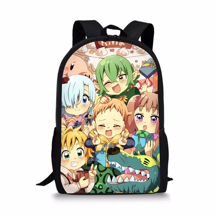 THIKIN BAG THIKIN/детский школьный рюкзак с рисунком из аниме Seven Deadly Sins, школьная сумка для мальчиков и девочек, комплект из 3 предметов, Nanatsu No Taizai Meliodas Elizabeth - Цвет: THIKIN BAG