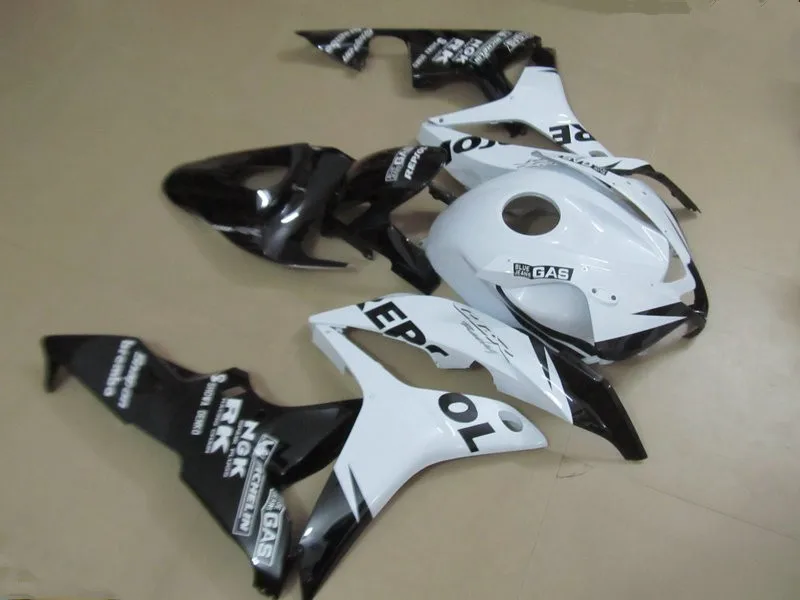 Мотоцикл обтекатель комплект для HONDA CBR600RR F5 07 08 CBR 600RR 2007 2008 CBR600 ABS черно белые Обтекатели+ подарки комплект HG77