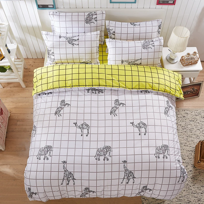 Белый желтый слон Стиль Набор пододеяльников для пуховых одеял комплект
