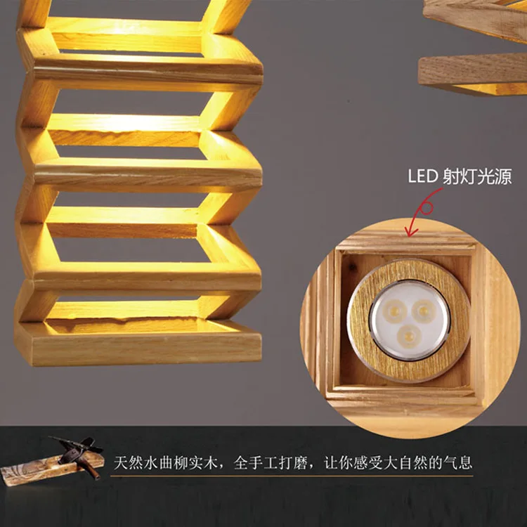 Светодиодные подвесные светильники в японском стиле с деревянной рамкой|led pendant