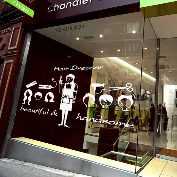 

Beauty salon barber shop wall stickers window glass decoration stickers barber haircut for men and women