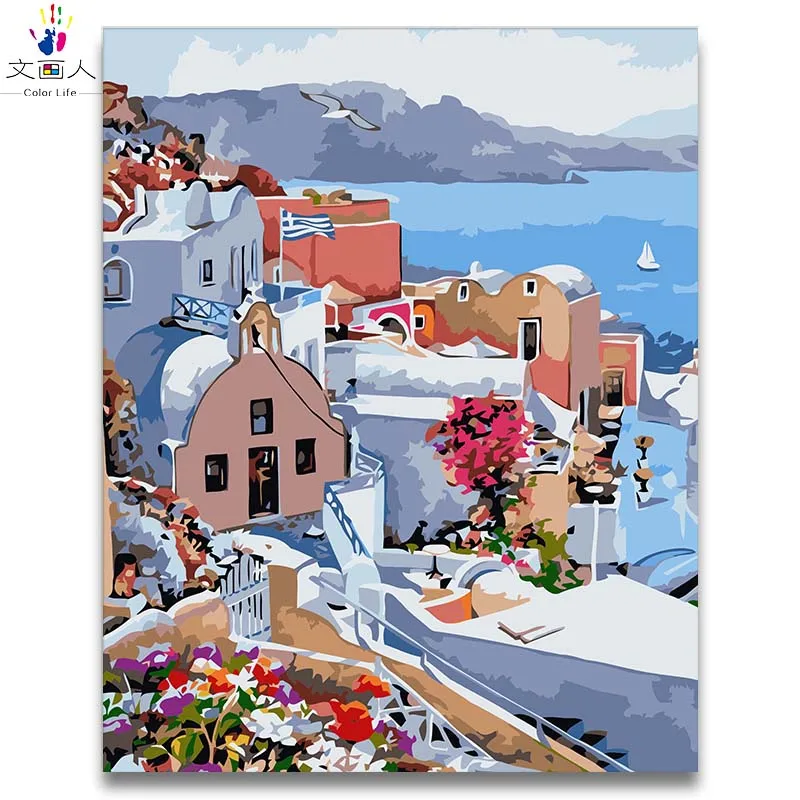 Набор для рисования по номерам на холсте пейзаж Раскраска с рисунком снега