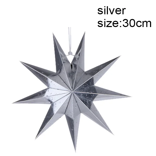 9 angles 30cm silver 1 шт. 60 см Большой DIY семь углов бумажные звезды рождественские украшения для дома висящий Рождественский фонарь оконный камин декор комнаты - Цвет: 9 angles 30cm silver