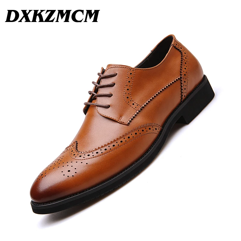 DXKZMCM ручной работы из натуральной кожи мужские коричневые Формальные туфли