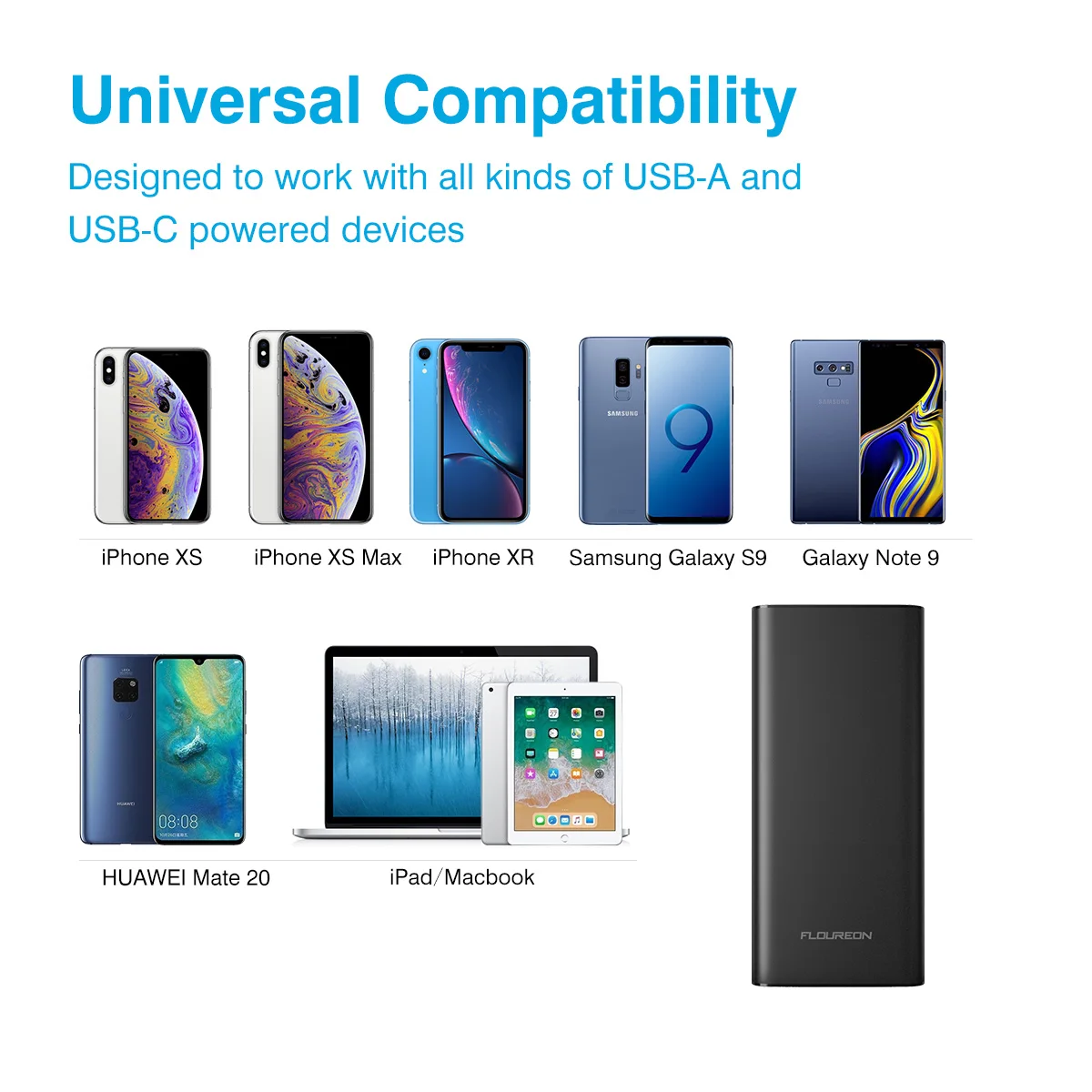 Floureon power Bank, 26800 мА/ч, быстрая зарядка, Тип C, PD, 60 Вт, внешний аккумулятор, двойной USB, быстрая зарядка, Внешнее зарядное устройство для iPhone X 8