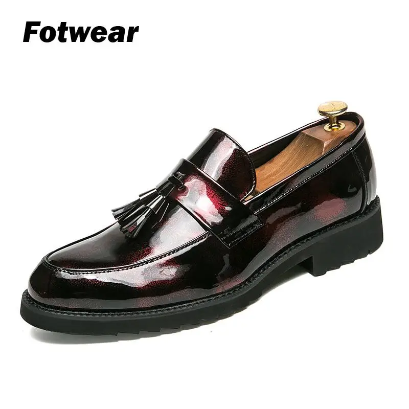 Fotwear Men's Slip-on construction loafers casual shoes leather upper with tassel detail Slim Round toe Cushioned insole | Обувь