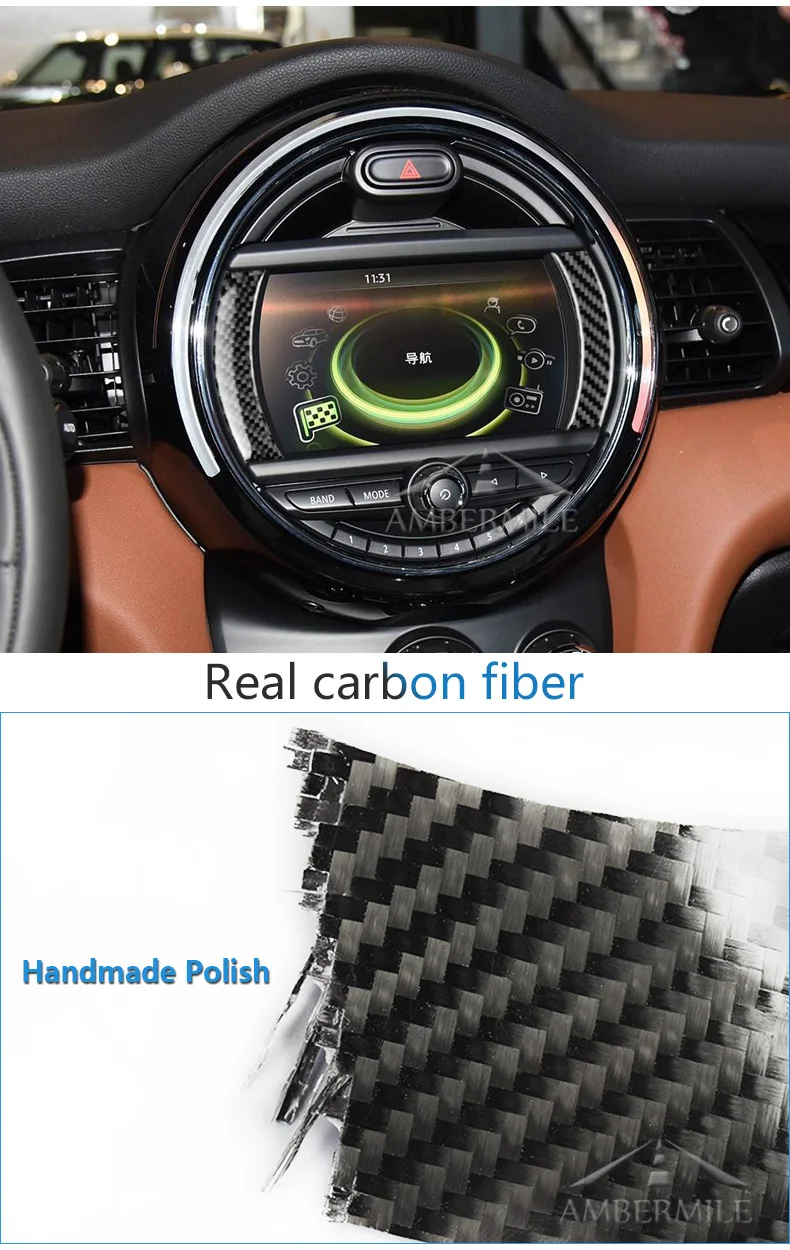 AMBERMILE углеродное волокно для Mini Cooper Countryman F60 Аксессуары для автомобильной консоли навигационный экран Рамка отделка внутренние наклейки