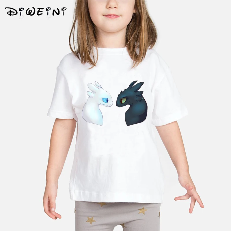 Футболки для маленьких девочек с принтом Беззубик и Ночная фурия Детская