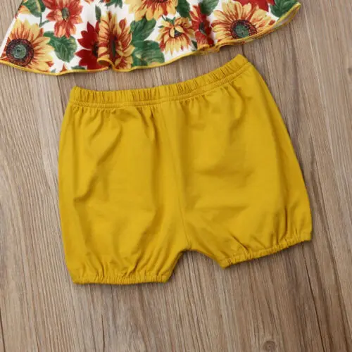 

pudcoco Newborn Baby Girl Clothes set Summer Cotton Fashion Sunflower Sling Tops Shorts 3PCS Outfits Bebe girls Clothing Sets