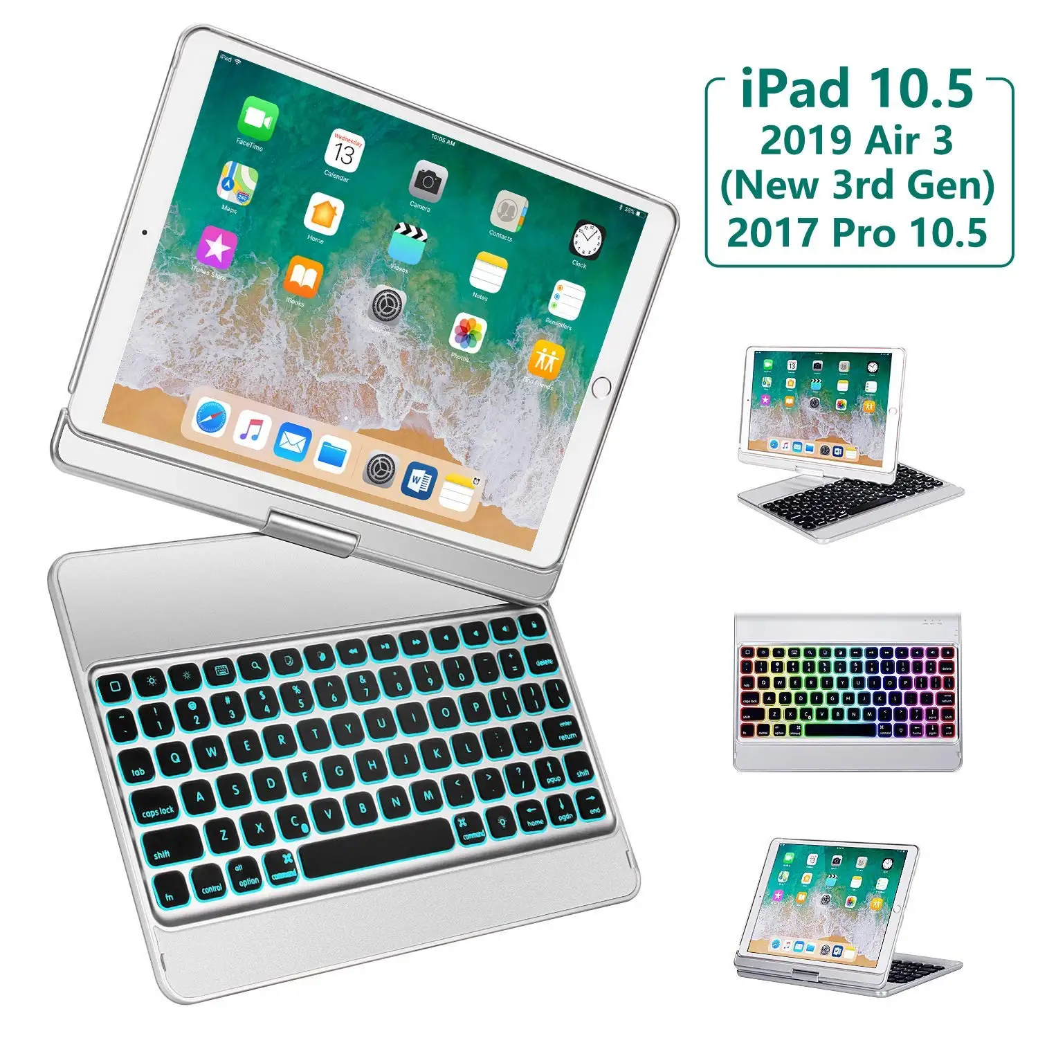 Чехол клавиатура для iPad Air 3 10,5 поворот беспроводная клавиатура с подсветкой Bluetooth чехол для iPad Air 3 10,5 funda Pro 10,5 чехол