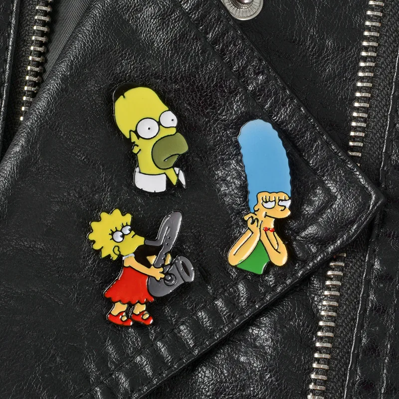 2019 эмалированная брошь Marge Homer Lisa на булавке с изображением героев мультфильмов