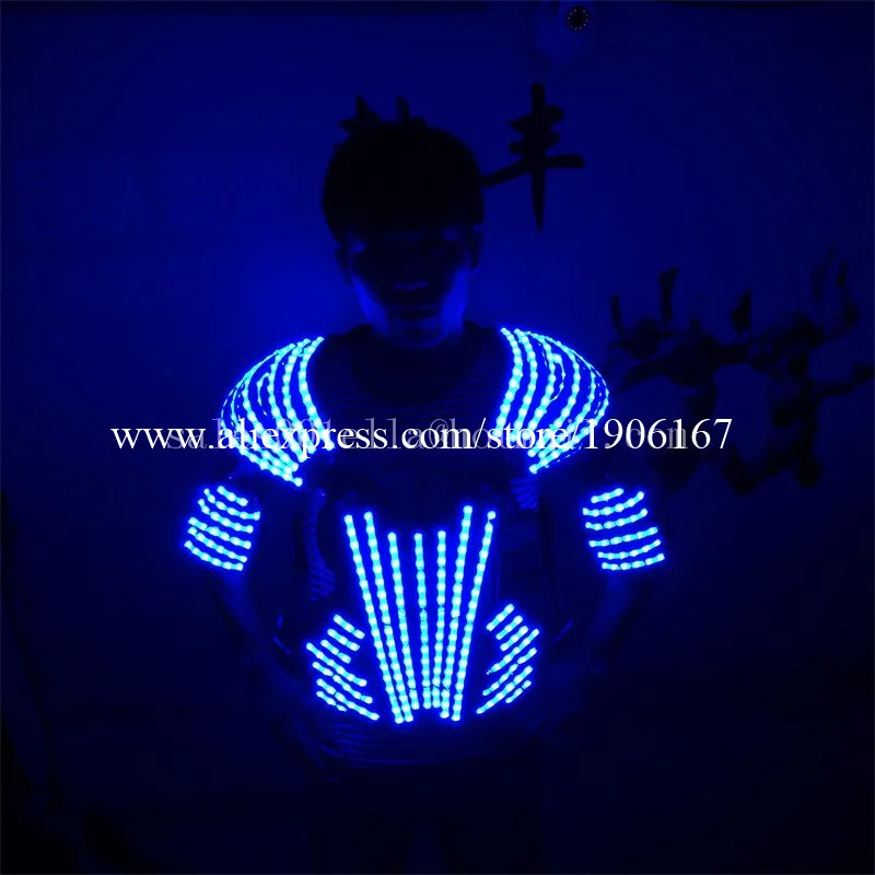 Горячая Распродажа оптовая цена светодиодные панцири костюмы синего цвета