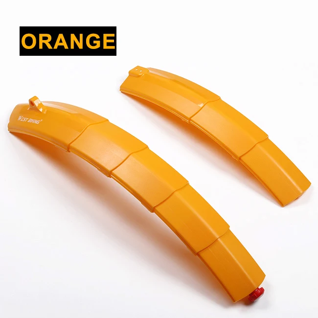 Orange withTaillight WEST BIKING Телескопические Складные велосипедные крылья с задним фонарем быстросъемные MTB передние и задние брызговики велосипедные детали велосипедные крылья - Цвет: Orange withTaillight