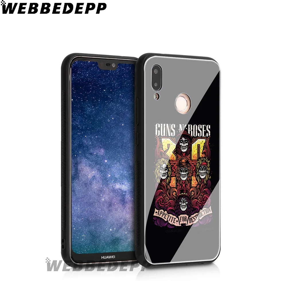 WEBBEDEPP Guns N Roses Tempered Glass Case for Huawei Mate 20 P20 P10 P Smart 2019 2018 &amp Honor 10 9 8X 7A Lite Pro |