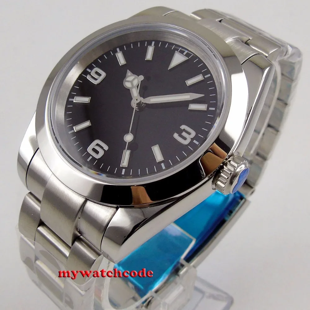 

36mm/39mm Bliger Sterile Black Dial Luminous Sapphire Glass NH35 MIYOTA 8215 PT5000 Automatic Mens Watch Steel Bracelet