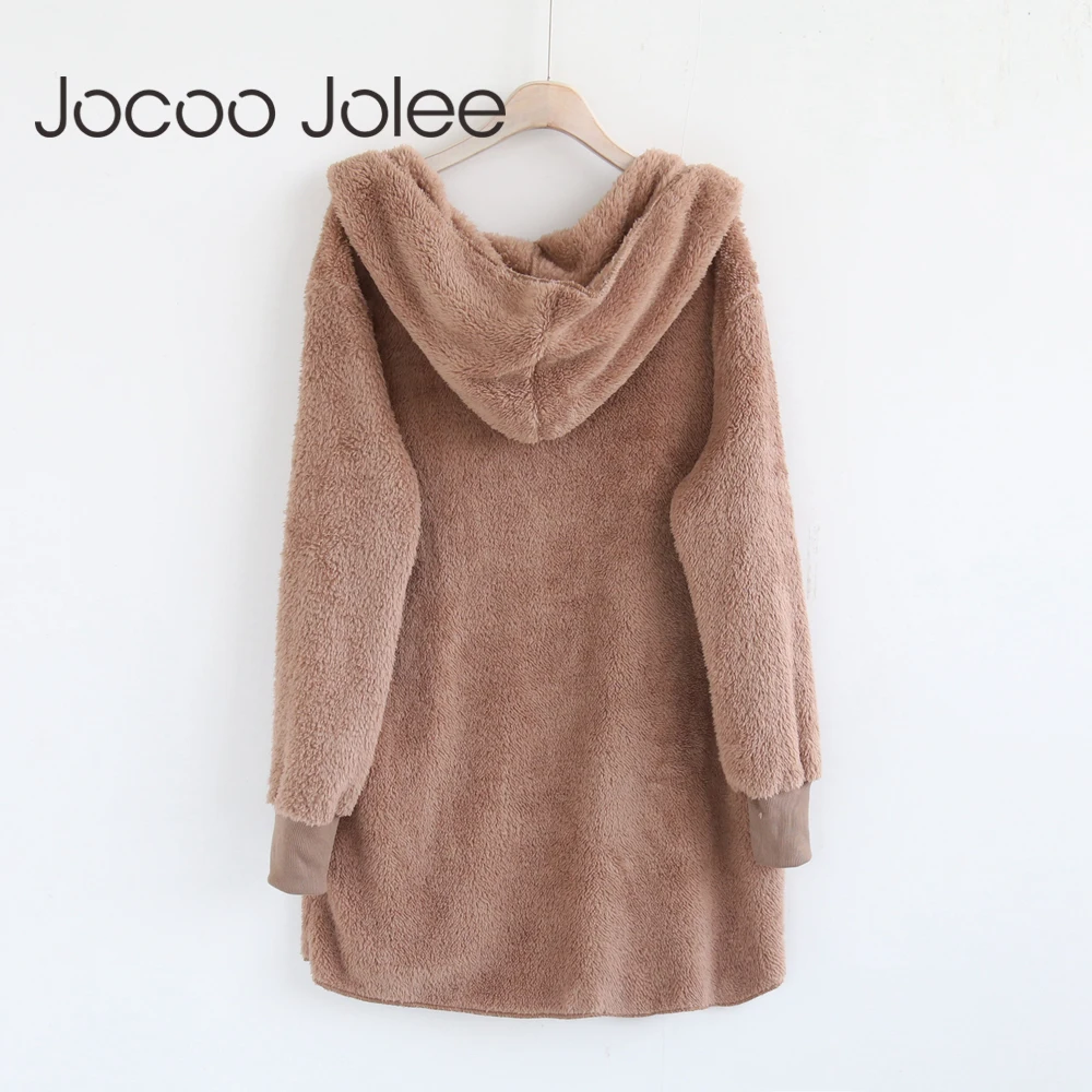 Jocoo Jolee элегантное женское пальто из искусственного меха осень зима теплая мягкая меховая куртка на молнии Женская плюшевая Верхняя одежда Повседневная Верхняя одежда
