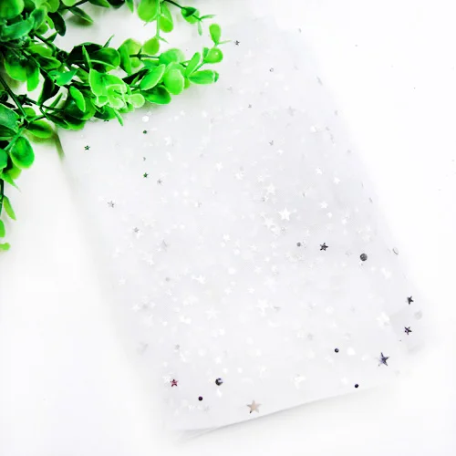 white 1 шт., 1*1,5 м, романтичный тюлевый фон со звездами, органза, тюль, свадебное украшение для самостоятельной сборки юбки, принадлежности для свадьбы, дня рождения, вечеринки - Цвет: white