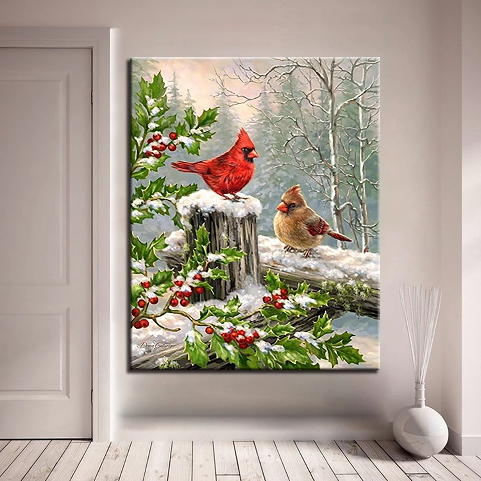Lover Birds DIY масляная живопись, каллиграфия по номерам, настенная Художественная Картина на холсте, рисование, раскраска, северные картины, домашний декор