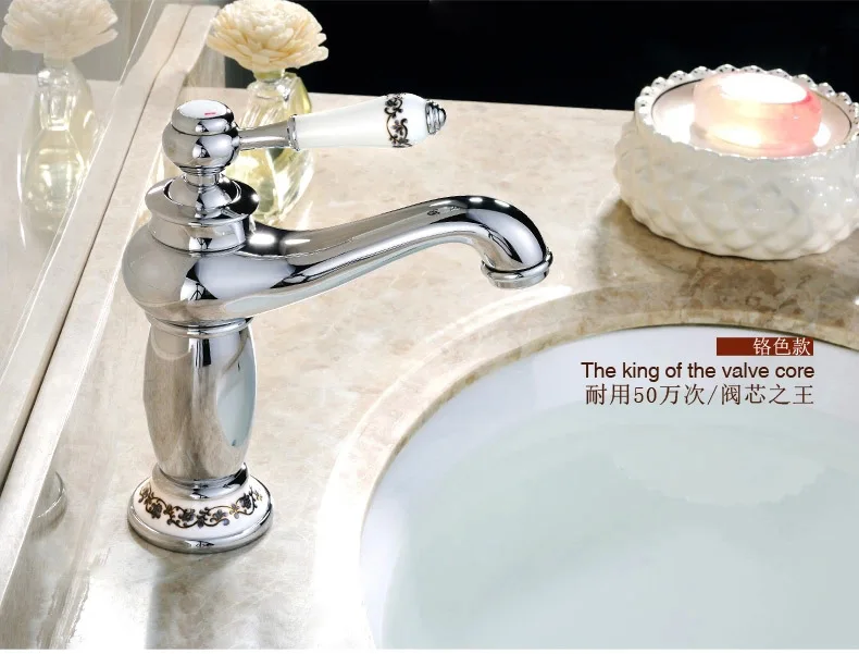 Бесплатная доставка белый цвет золотой кран для ванной комнаты с одной ручкой