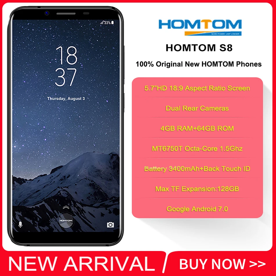 HOMTOM S8 16MP + 5MP двойной Камера 4 г смартфон 5 7 дюймов HD 18:9 Android 0 мобильный телефон