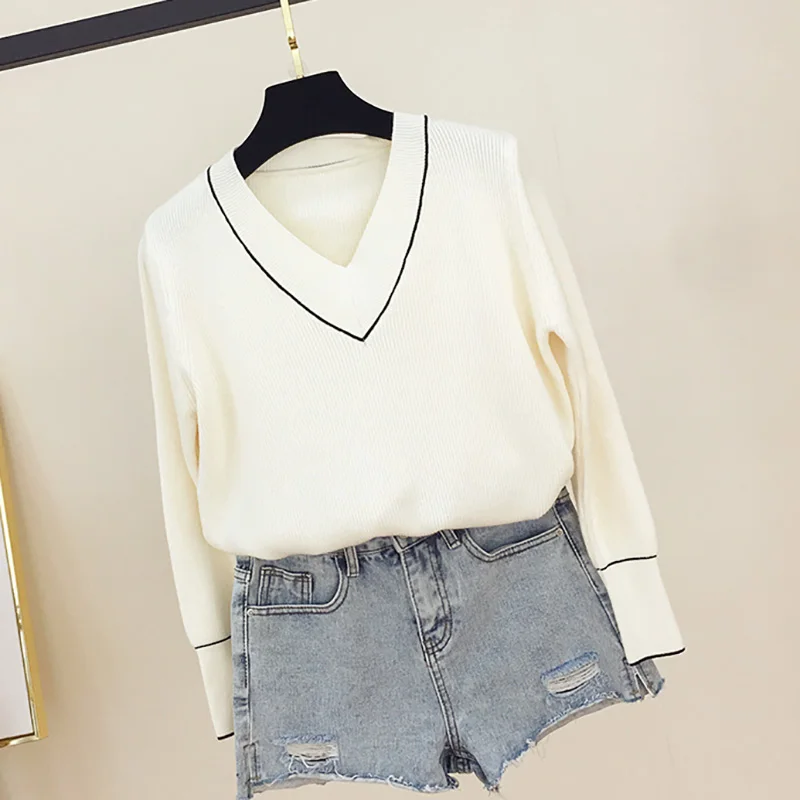 Свитер женский кашемировый с V-образным вырезом Осень-зима 2019 | Женская одежда