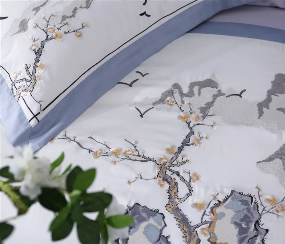 4 шт./6 шт. Комплект постельного белья из египетского хлопка с вышивкой|Комплекты