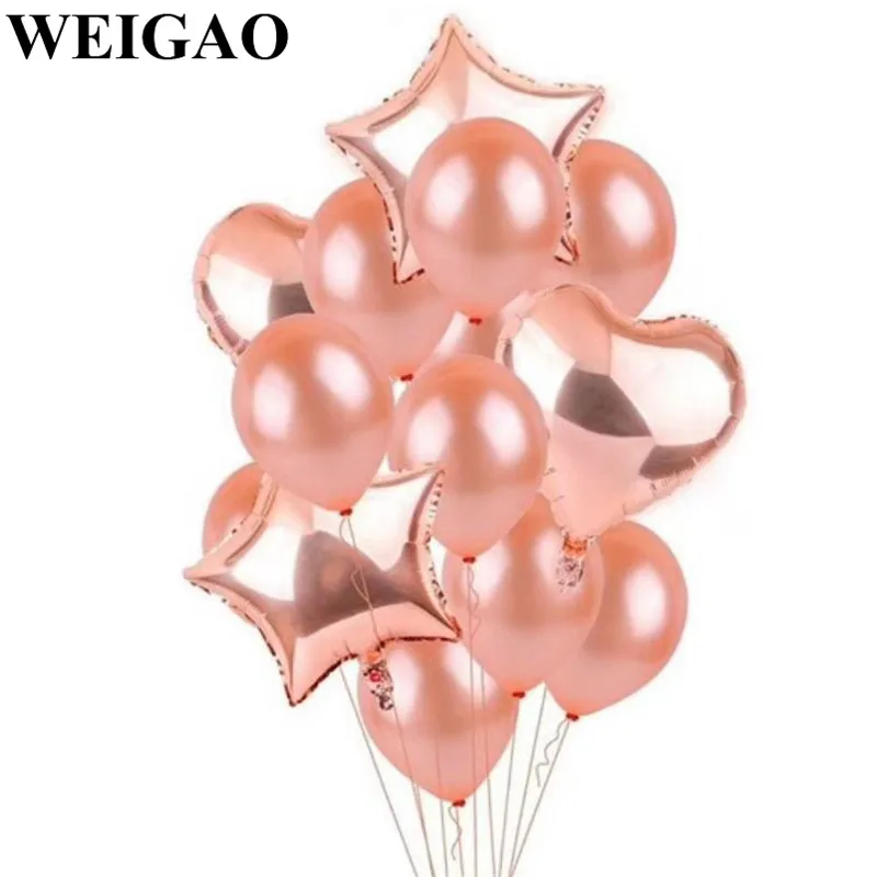 WEIGAO розовое золото День рождения воздушные шары 1st Фольга Шары Набор Baby Shower
