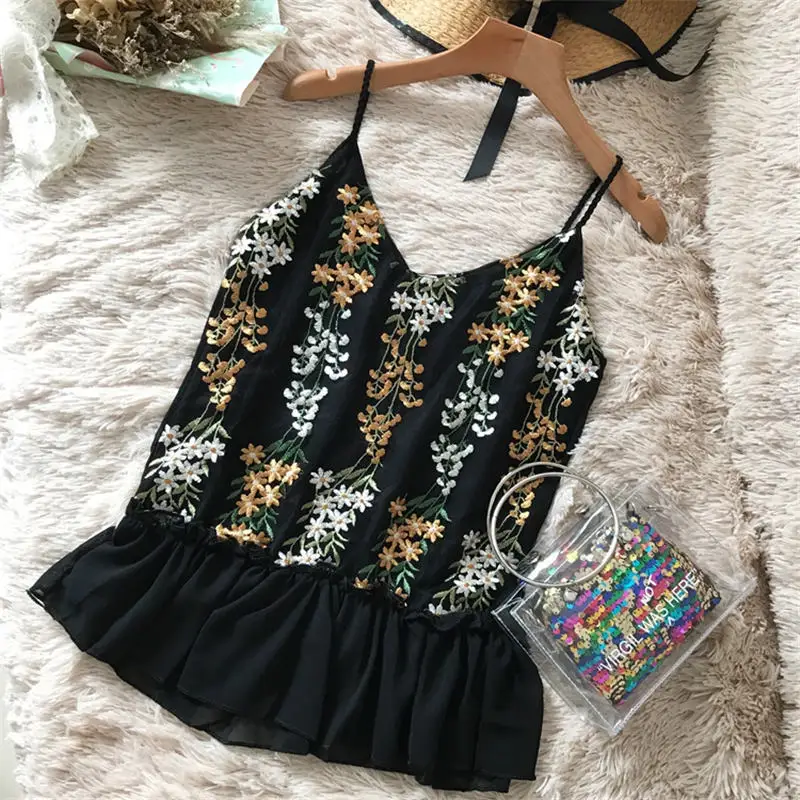 Коробова без бретелек шифоновая рубашка блузка рукавов 2018 летние цветочные