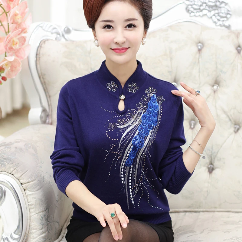 Модель 2017 года осенне-зимняя одежда для женщин среднего возраста нижняя рубашка