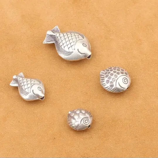 

Handmade 100% 925 Silver Fish Beads Good Luck Jewelry Beads Sterling Lucky Fish Beads DIY Jewelry Accessories