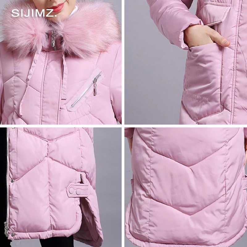 New High Quality Winter Jacket Women's 2019 Fur Collar Thick Warm Cotton Padded Parka For Women Coat Female | Женская одежда