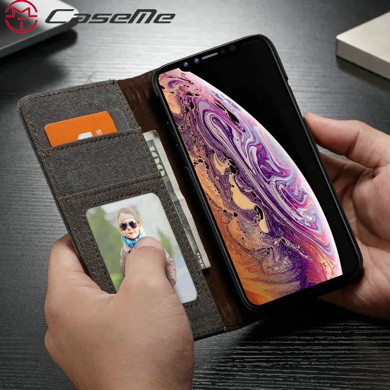 Чехол Кошелек кожаный чехол для iPhone Xs роскошный Джинсовый из искусственной кожи