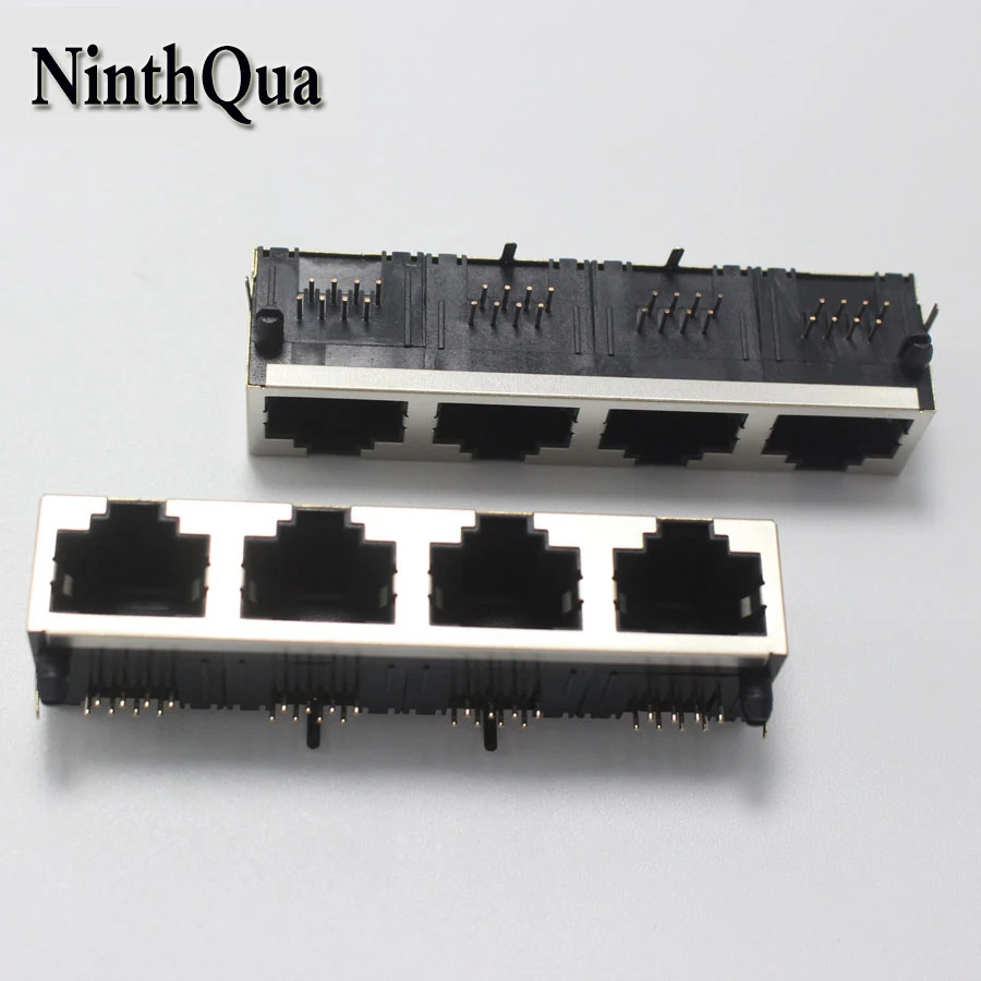 1 шт. RJ45 1*4 Сетевой интерфейс jack 56 1x4 порта гнездо PCB разъем с экраном|Соединители| |