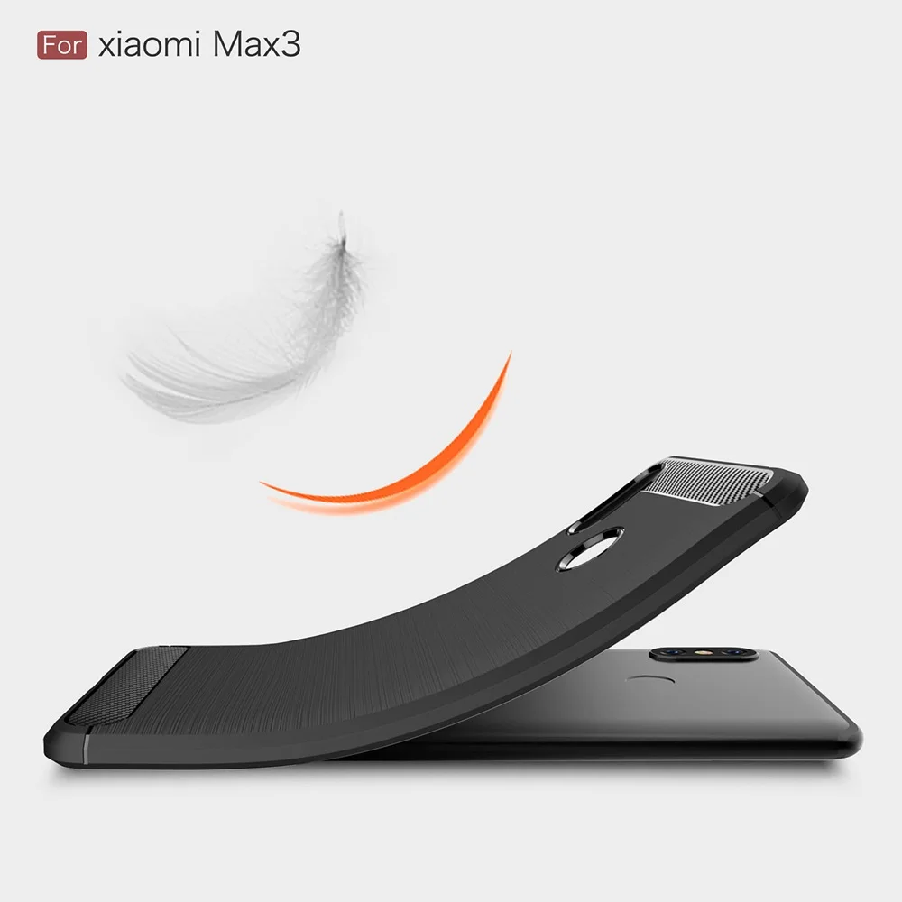 Чехол для телефона Xiaomi Mi Max 3 из углеродного волокна Мягкий ТПУ силиконовый
