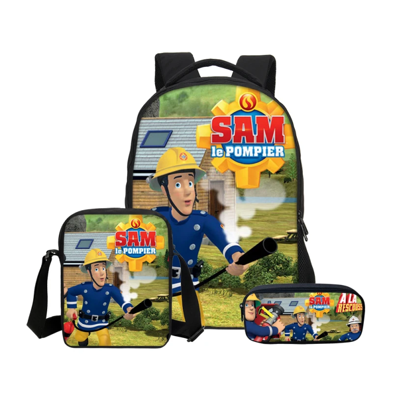 

VEEVANV 3Pcs/Set Portfolio For School Bag Girls Boys Fashion Fireman Sam Printed Backpacks Teenage Bookbag Mochila Escolar