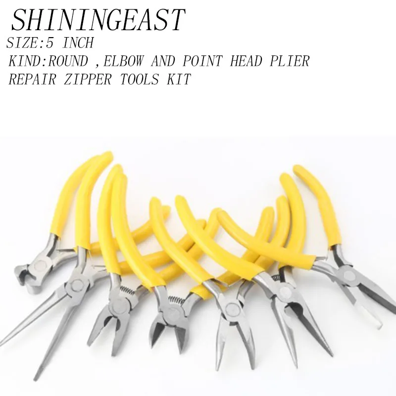

3pcs/lot5inch mini point plier round nipper oblique elbow pliers hammer for repair zipper stopper tools set diy accessories 1910